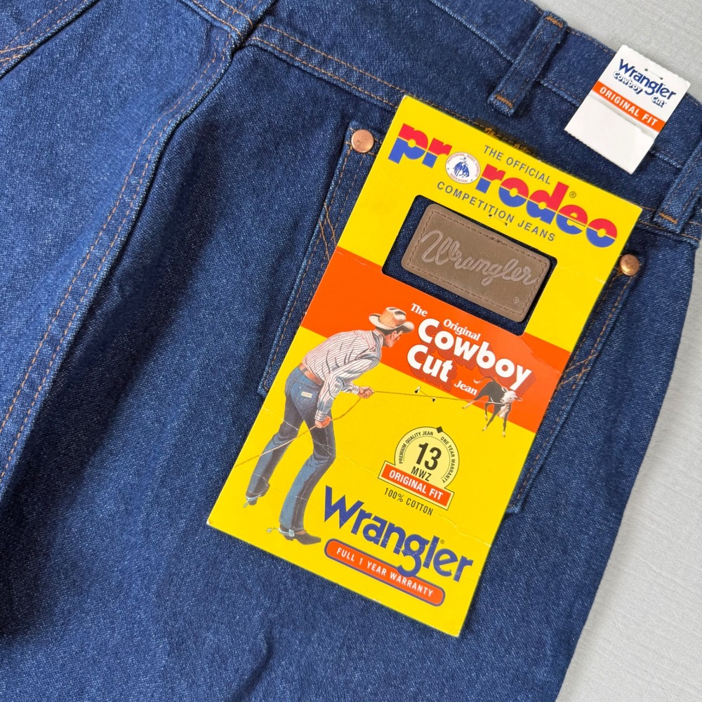 Wrangler 13MWZ Cowboy Cut Original Fit Jeans Mens 35x36 Indigo Blue Rigid‎ Denim